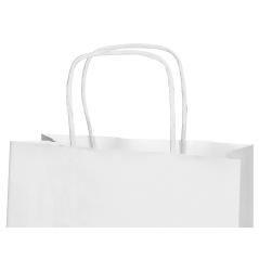 Bolsa papel q-connect celulosa blanco m con asa retorcida 270x370x12 mm pack 25 unidades