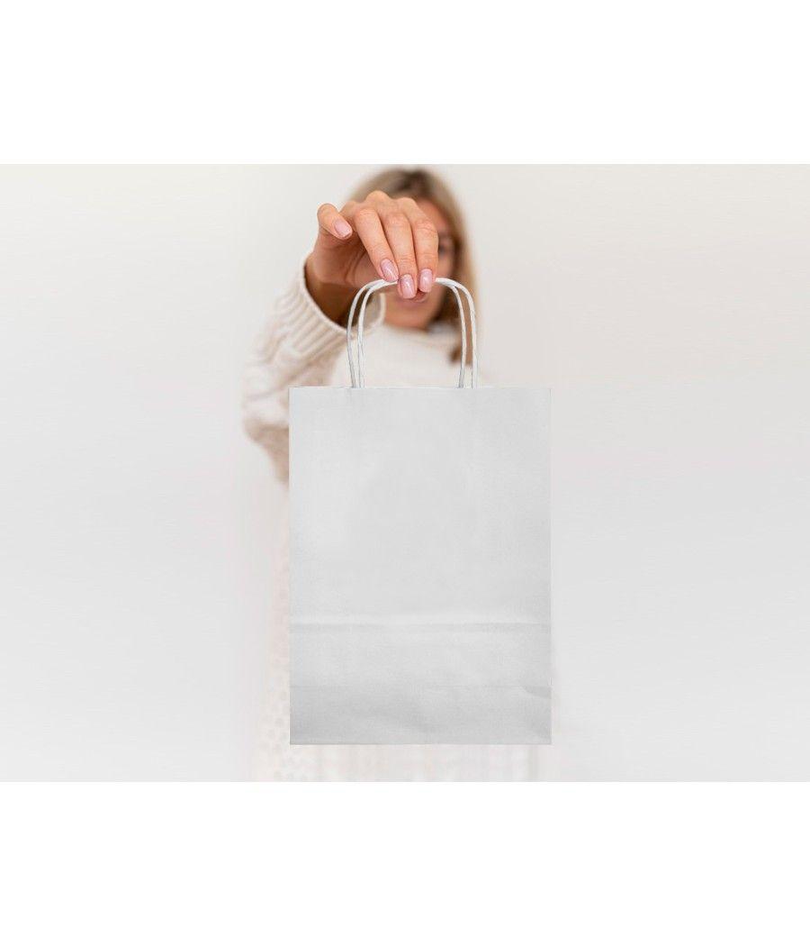 Bolsa papel q-connect celulosa blanco m con asa retorcida 270x370x12 mm pack 25 unidades