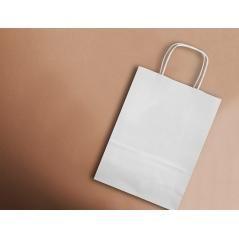 Bolsa papel q-connect celulosa blanco m con asa retorcida 270x370x12 mm pack 25 unidades