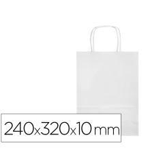 Bolsa papel q-connect celulosa blanco s con asa retorcida 240x320x10 mm pack 25 unidades