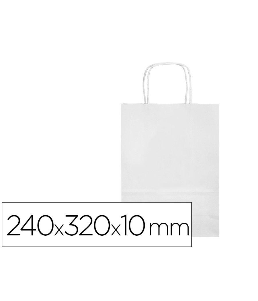 Bolsa papel q-connect celulosa blanco s con asa retorcida 240x320x10 mm pack 25 unidades