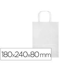 Bolsa papel q-connect celulosa blanco xs con asa retorcida 180x240x80 mm pack 25 unidades