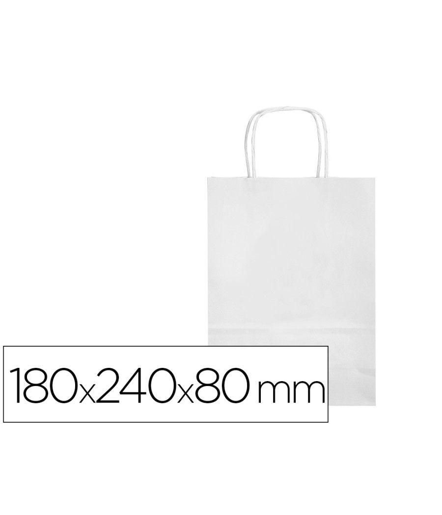 Bolsa papel q-connect celulosa blanco xs con asa retorcida 180x240x80 mm pack 25 unidades