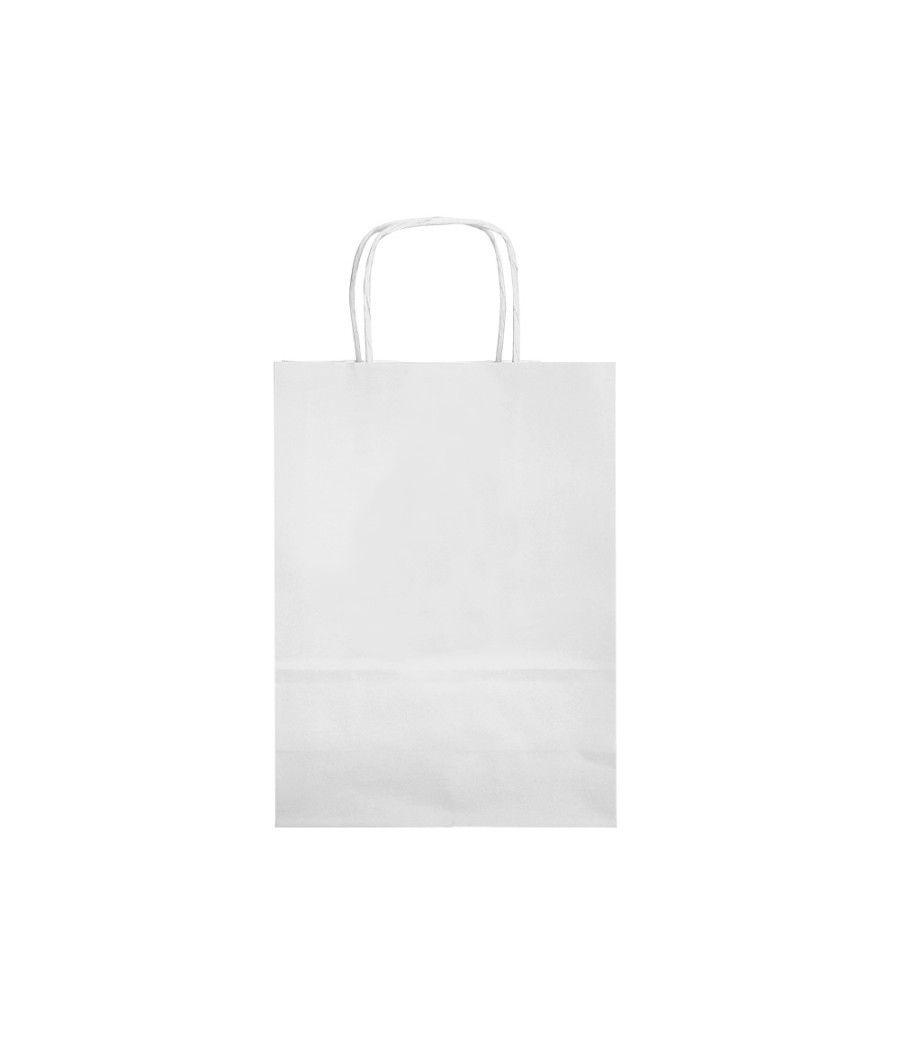 Bolsa papel q-connect celulosa blanco xs con asa retorcida 180x240x80 mm pack 25 unidades