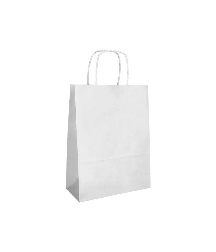 Bolsa papel q-connect celulosa blanco xs con asa retorcida 180x240x80 mm pack 25 unidades