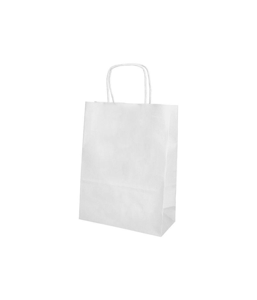 Bolsa papel q-connect celulosa blanco xs con asa retorcida 180x240x80 mm pack 25 unidades