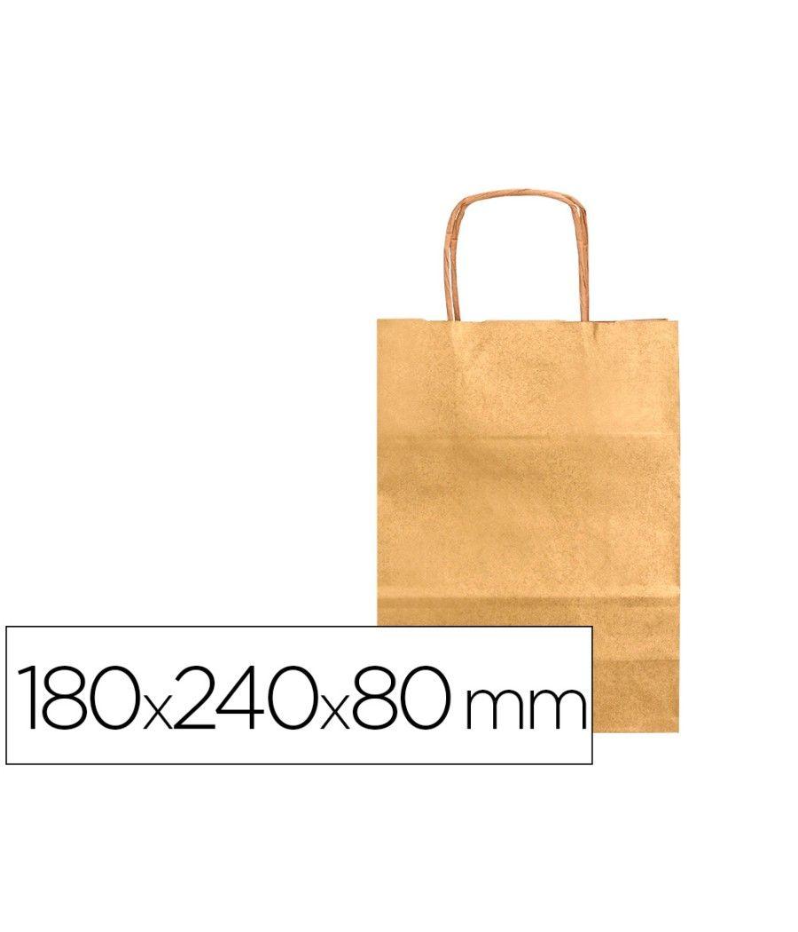 Bolsa papel q-connect kraft oro xs con asa retorcida 180x240x80 mm pack 25 unidades