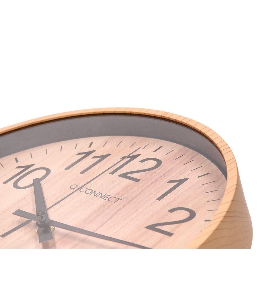 Reloj q-connect de pared de plástico redondo 25,7 cm movimiento silencioso color madera natural