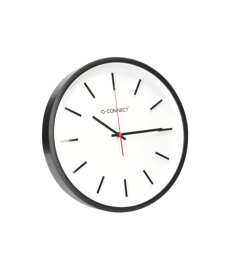 Reloj q-connect de pared de plástico redondo 34,4 cm movimiento silencioso color negro