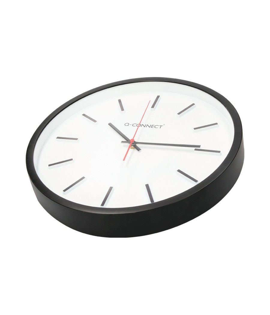 Reloj q-connect de pared de plástico redondo 34,4 cm movimiento silencioso color negro