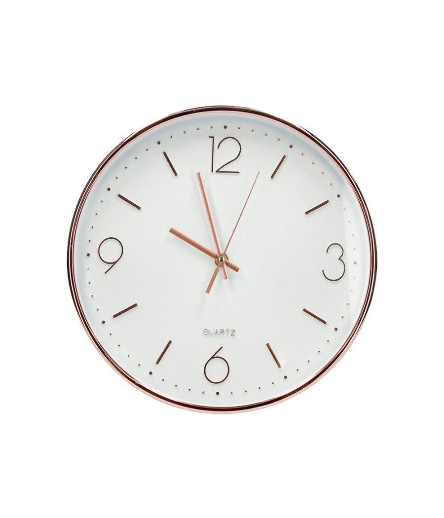 Reloj q-connect de pared metélico redondo 30,5 cm movimiento silencioso color rosa dorado