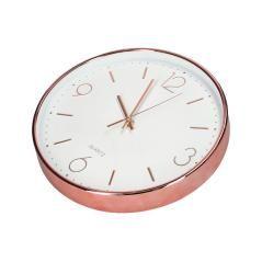 Reloj q-connect de pared metélico redondo 30,5 cm movimiento silencioso color rosa dorado