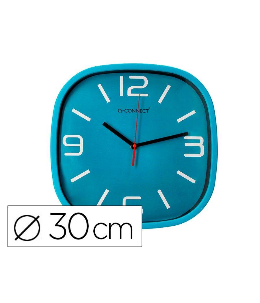 Reloj q-connect de pared de plástico redondo 30 cm movimiento silencioso color azul