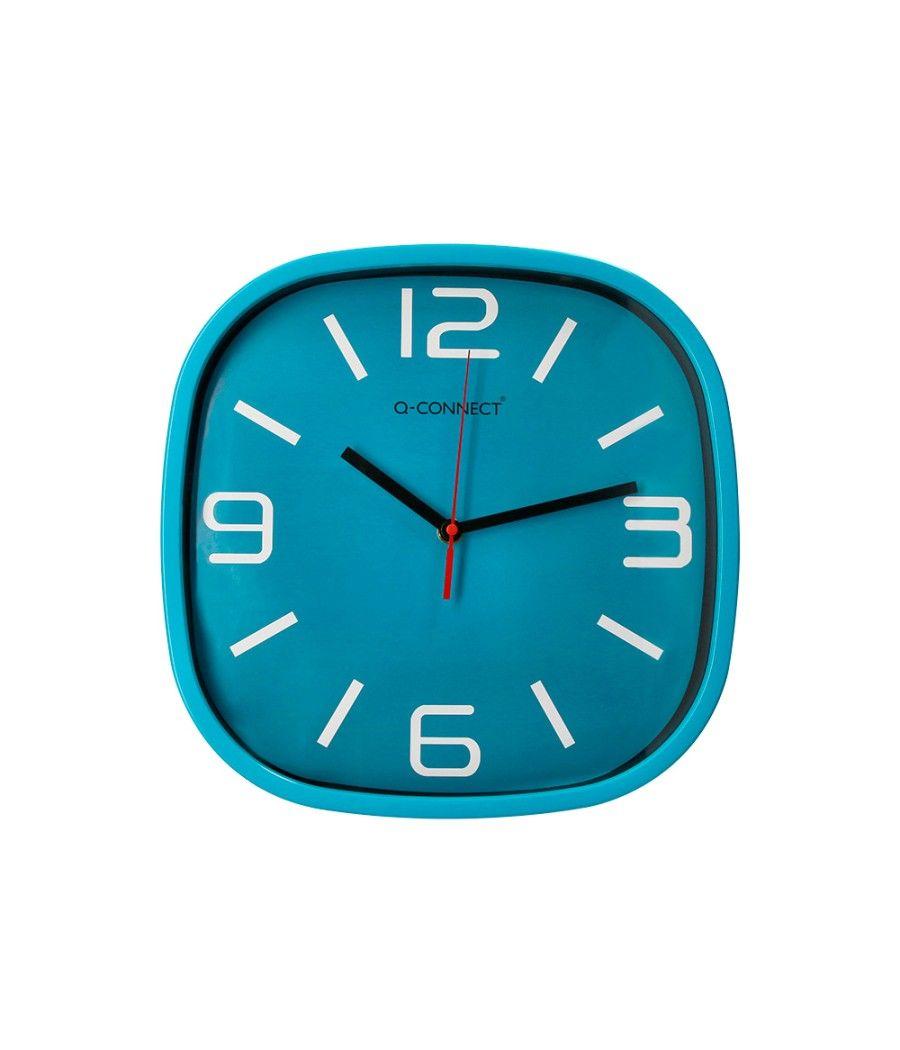 Reloj q-connect de pared de plástico redondo 30 cm movimiento silencioso color azul