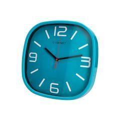 Reloj q-connect de pared de plástico redondo 30 cm movimiento silencioso color azul