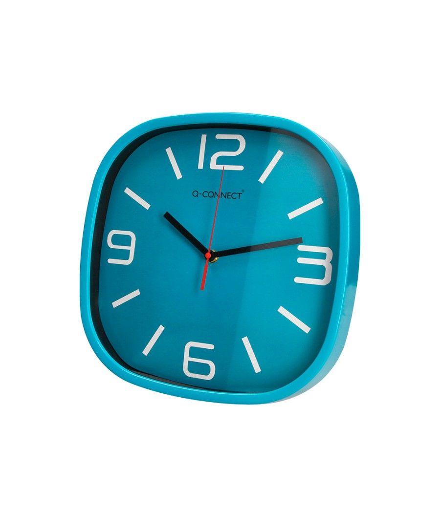 Reloj q-connect de pared de plástico redondo 30 cm movimiento silencioso color azul