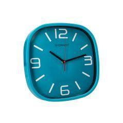 Reloj q-connect de pared de plástico redondo 30 cm movimiento silencioso color azul