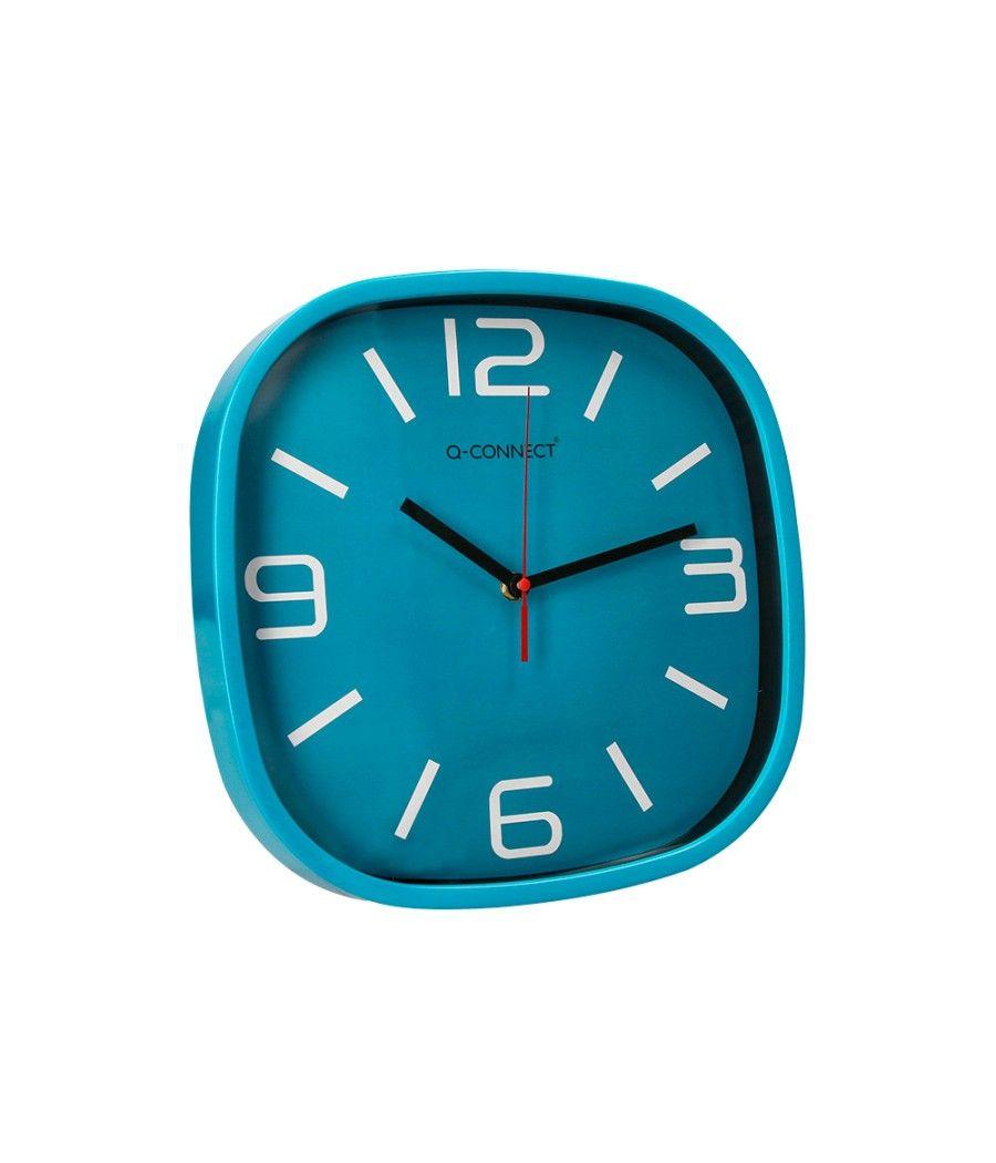 Reloj q-connect de pared de plástico redondo 30 cm movimiento silencioso color azul