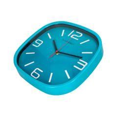 Reloj q-connect de pared de plástico redondo 30 cm movimiento silencioso color azul