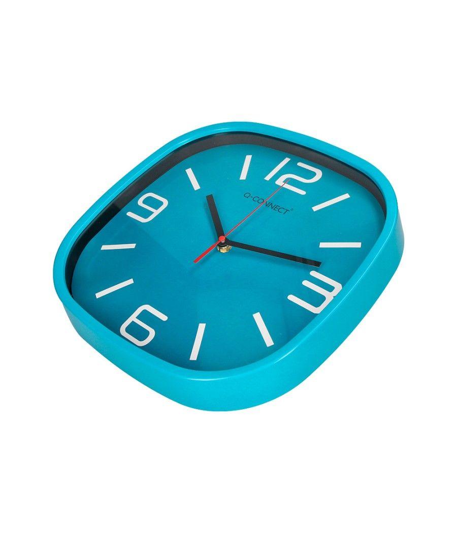 Reloj q-connect de pared de plástico redondo 30 cm movimiento silencioso color azul