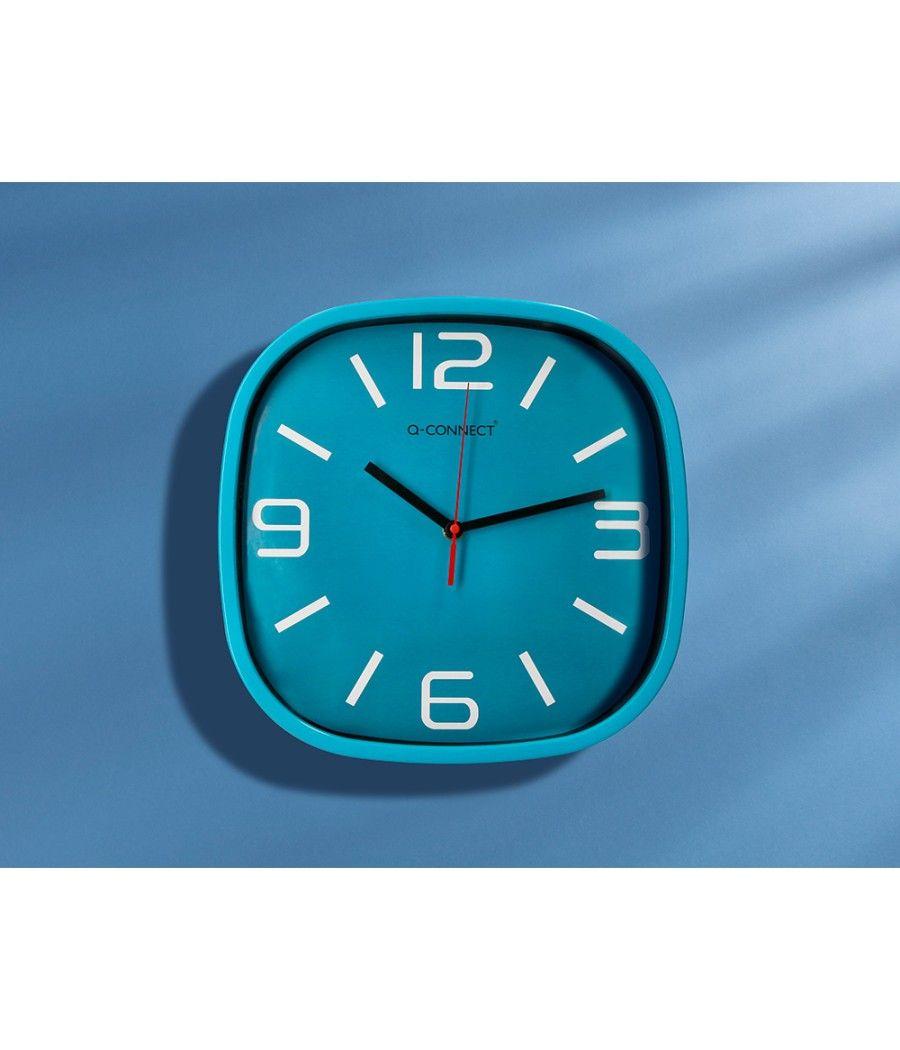 Reloj q-connect de pared de plástico redondo 30 cm movimiento silencioso color azul