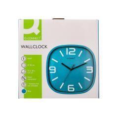 Reloj q-connect de pared de plástico redondo 30 cm movimiento silencioso color azul