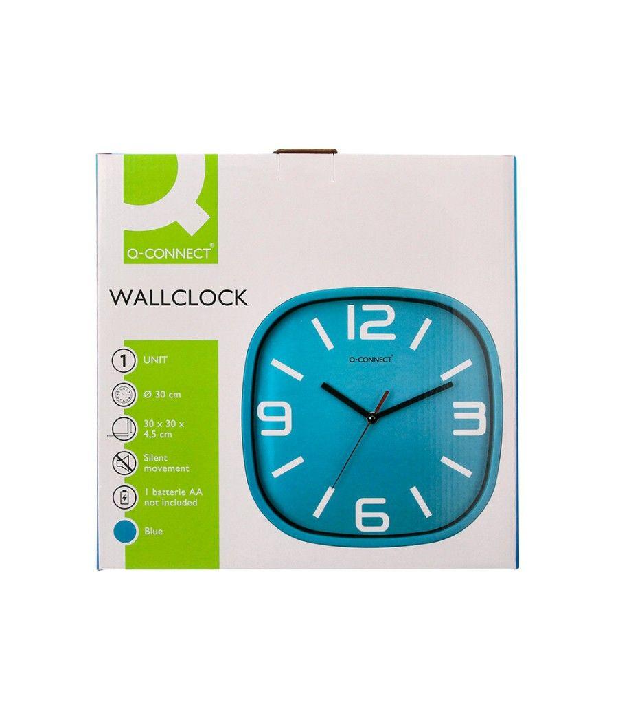 Reloj q-connect de pared de plástico redondo 30 cm movimiento silencioso color azul