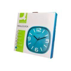 Reloj q-connect de pared de plástico redondo 30 cm movimiento silencioso color azul