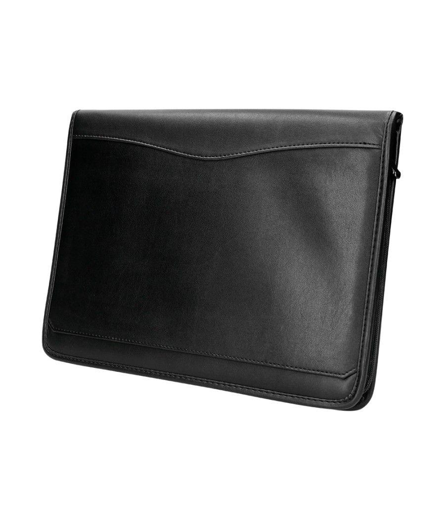 Carpeta portafolios cremallera con bolsa para movil y tarjetero color negro 260x355 mm