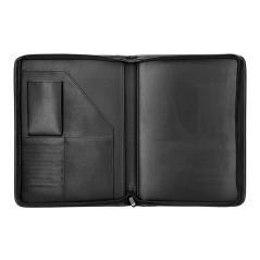 Carpeta portafolios cremallera con bolsa para movil y tarjetero color negro 260x355 mm