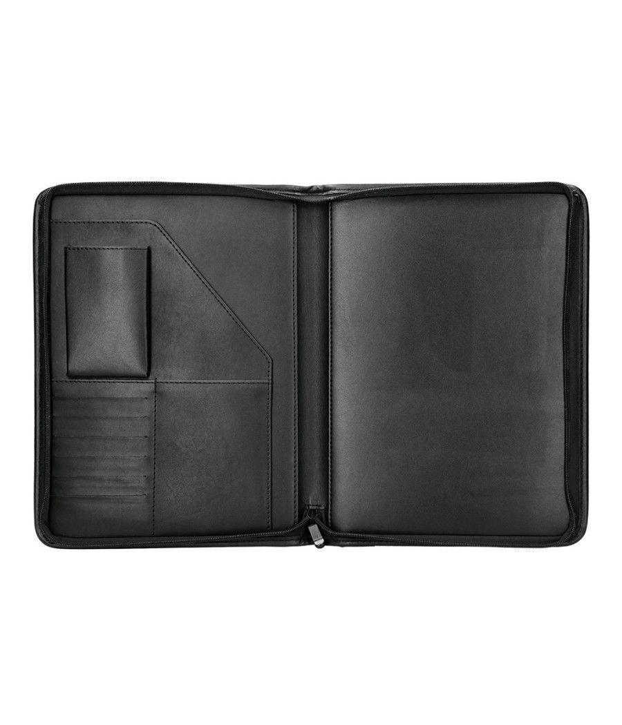 Carpeta portafolios cremallera con bolsa para movil y tarjetero color negro 260x355 mm