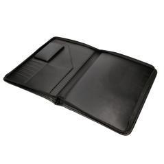 Carpeta portafolios cremallera con bolsa para movil y tarjetero color negro 260x355 mm