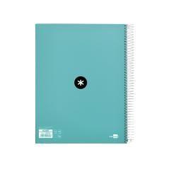 Cuaderno espiral liderpapel a4 micro antartik tapa forrada 120h 100 gr horizontal 5 banda4 taladores color menta