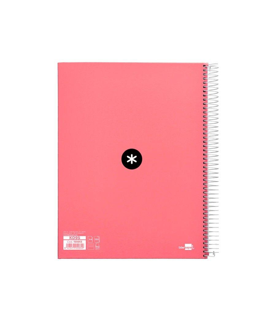 Cuaderno espiral liderpapel a4 micro antartik tapa forrada 120h 100 gr horizontal 5 banda4 taladors color coral