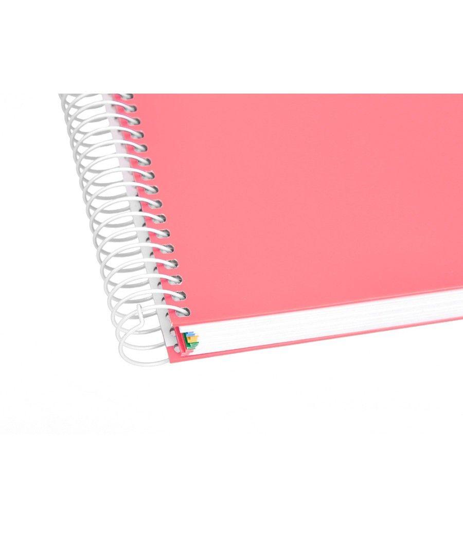 Cuaderno espiral liderpapel a4 micro antartik tapa forrada 120h 100 gr horizontal 5 banda4 taladors color coral