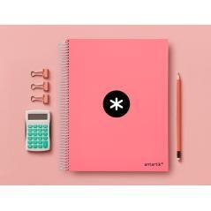 Cuaderno espiral liderpapel a4 micro antartik tapa forrada 120h 100 gr horizontal 5 banda4 taladors color coral