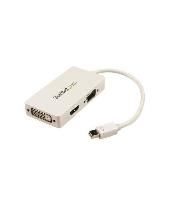 StarTech.com Adaptador Conversor de Mini DisplayPort a VGA DVI o HDMI - Convertidor A/V 3 en 1 para viajes - Blanco - Imagen 1