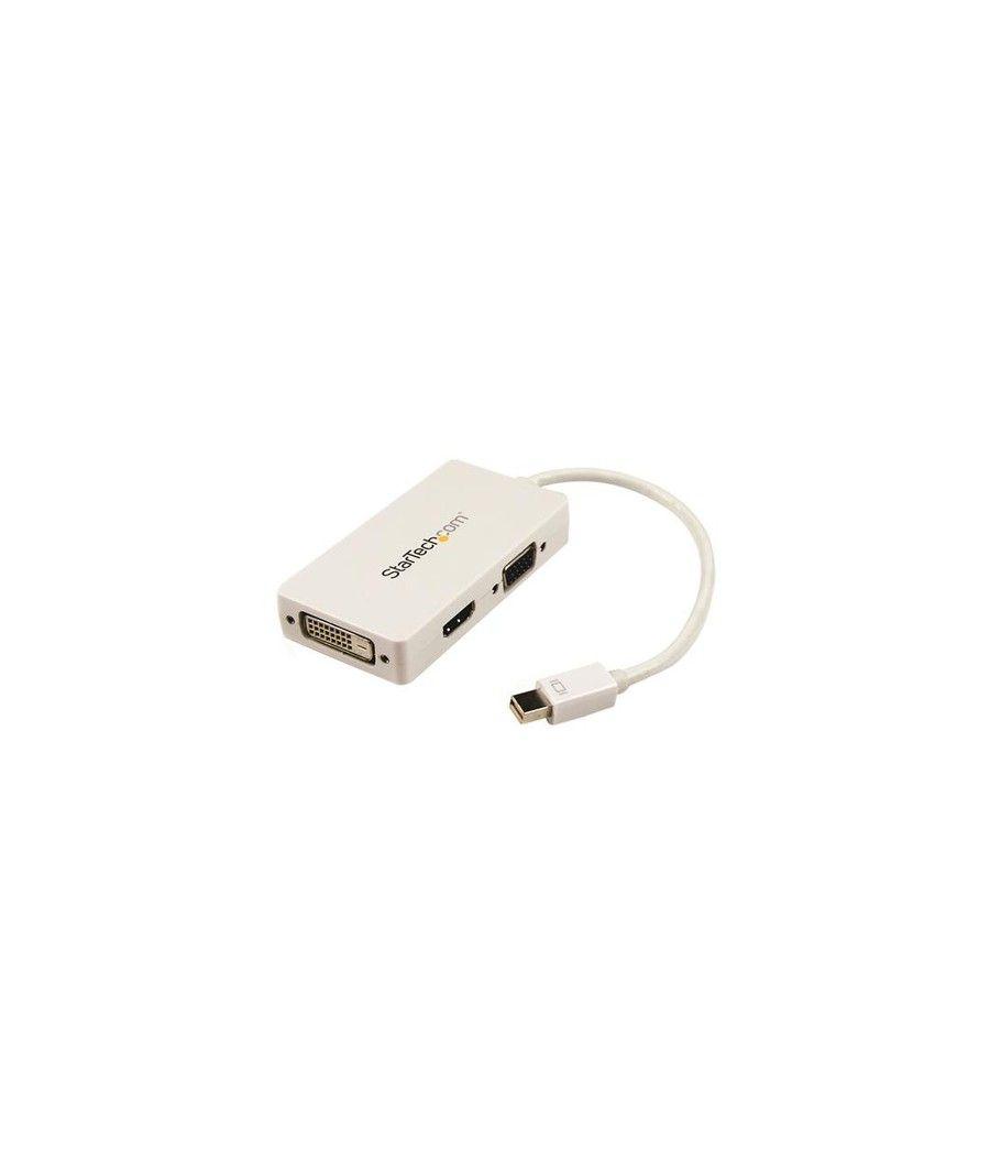 StarTech.com Adaptador Conversor de Mini DisplayPort a VGA DVI o HDMI - Convertidor A/V 3 en 1 para viajes - Blanco - Imagen 1