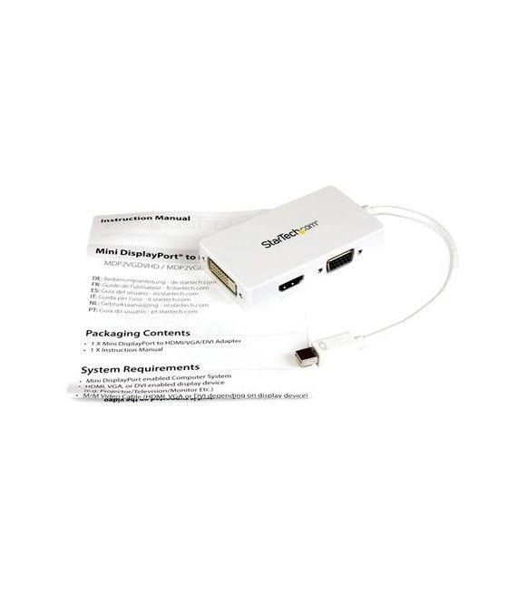 StarTech.com Adaptador Conversor de Mini DisplayPort a VGA DVI o HDMI - Convertidor A/V 3 en 1 para viajes - Blanco - Imagen 6