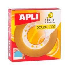 Apli cinta adhesiva doble cara rollo 15mmx10m transparente -20u-