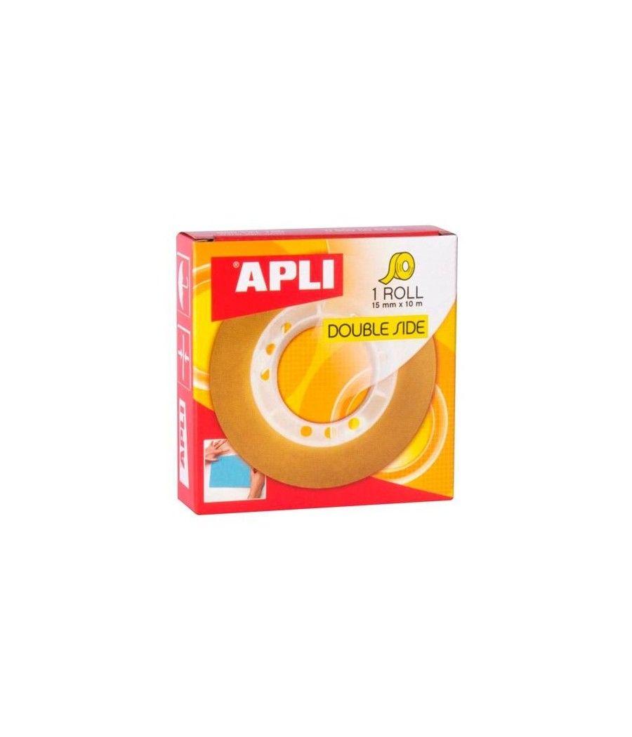 Apli cinta adhesiva doble cara rollo 15mmx10m transparente -20u-