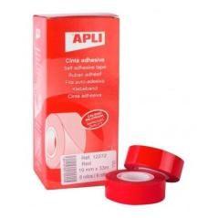 Apli cinta adhesiva silenciosa rollo 19mm x 33m pp caja 8 ud rojo