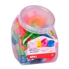Apli cinta adhesiva transparente 19mm x 20m colores surtidos fluorescentes -expositor 50u-