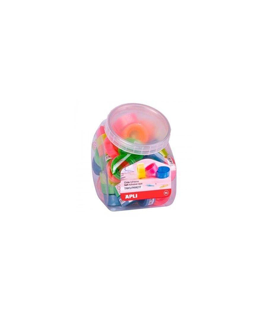Apli cinta adhesiva transparente 19mm x 20m colores surtidos fluorescentes -expositor 50u-