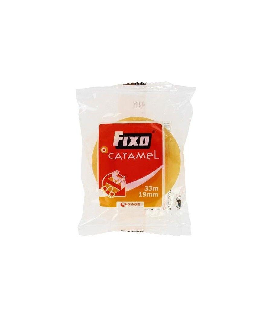 Fixo cinta adhesiva caramel rollo 19mmx33m transparente -bolsa-