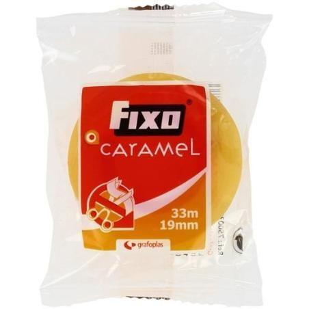 Fixo cinta adhesiva caramel rollo 19mmx33m transparente -bolsa-