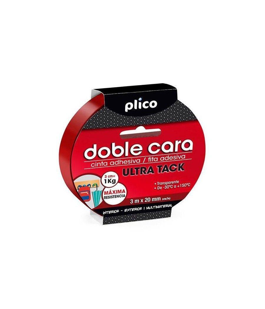 Plico cinta adhesiva doble cara ultra tack multimateriales rollo 30mx20mm transparente