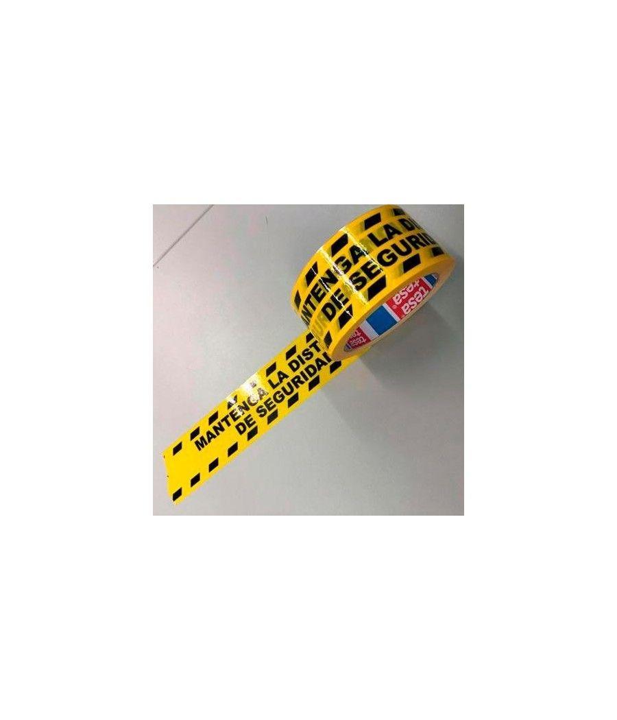 Tesa cinta de distanciamiento social adhesiva 33m x 50mm pvc impreso laminado amarillo/negro