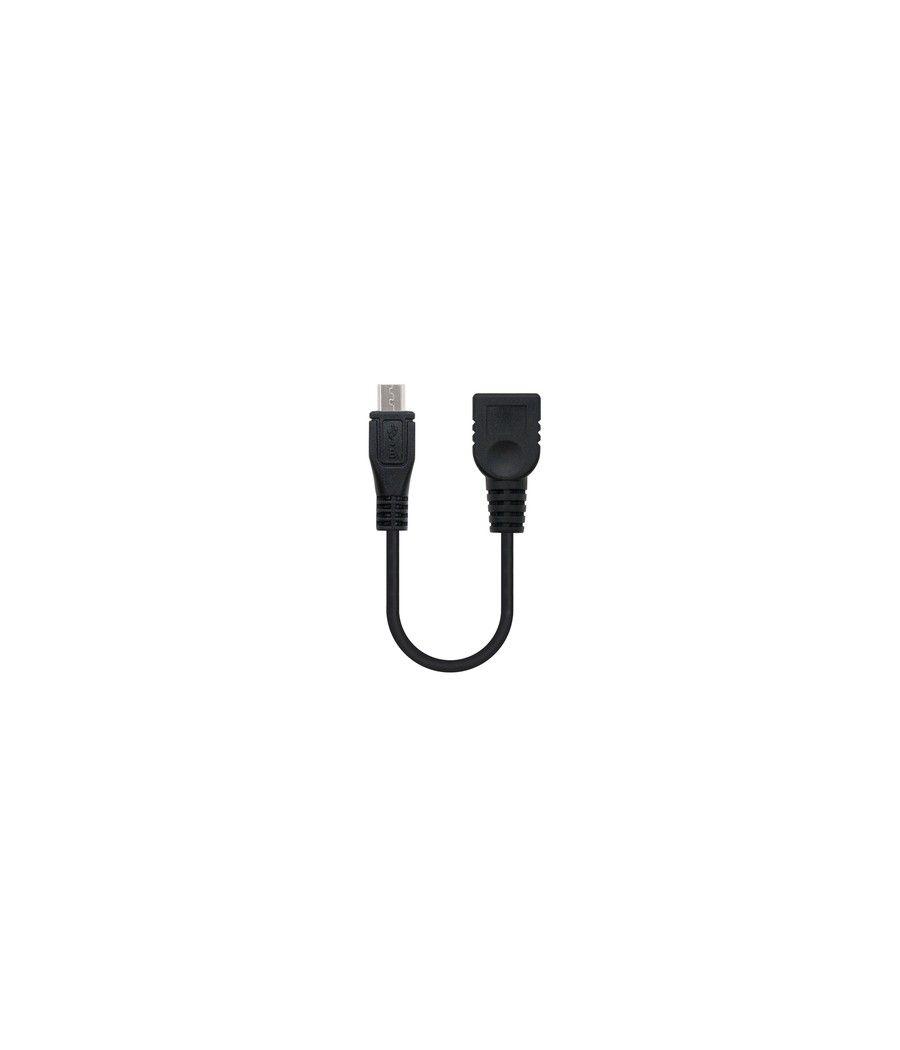 Nanocable CABLE USB 2.0 OTG, TIPO MICRO B/M-A/H, NEGRO, 15 CM - Imagen 1