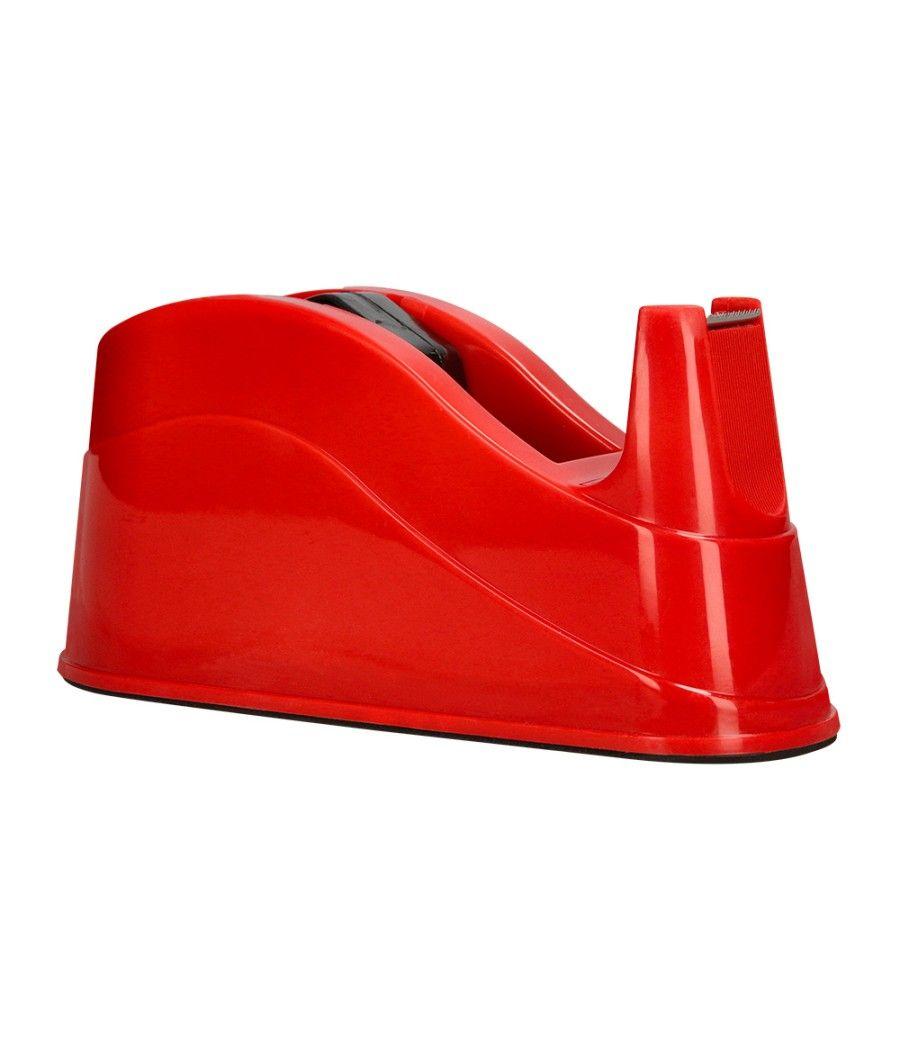 Portarrollo sobremesa q-connect plástico para cintas de 66 mt color rojo 220x100x70 mm